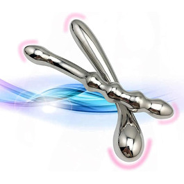 Анальний масажер з нержавіючої сталі з двома головками для стимуляції G-точки та простати. Підходить для чоловіків та жінок.