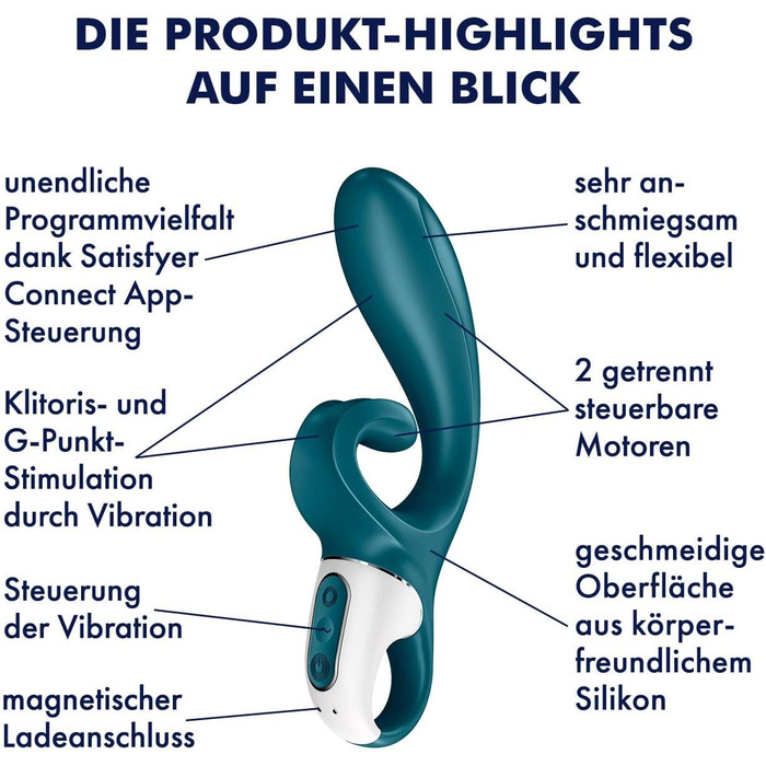 Satisfyer Hug Me Connect: Вібратор для клітора та G-точки з Bluetooth-керуванням (блакитно-сірий)