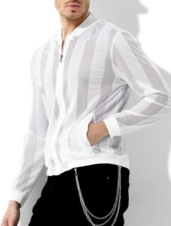 Чоловіча сітчаста сорочка-майка Casey Kevin Herren з прозорою вставкою, розмір M, колір білий