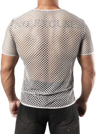 Чоловіча футболка JOGAL з еластичної сітки, прозора, короткий рукав, сіра (XXL)