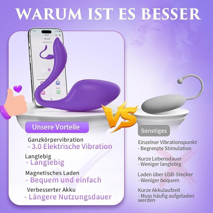 Вібратор KI-Sync Liebeskugeln для жінок, анальні ділдоси та вібратори-сети для клітора, 9 режимів, стимулятор клітора та ануса, G-точка, анальний плагін, секс-машина, фіолетовий, універсальний розмір