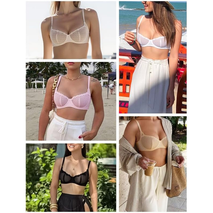 Бюстгальтер Wingslove з кісточками, мереживом, balconette, прозорий, білий, 80E