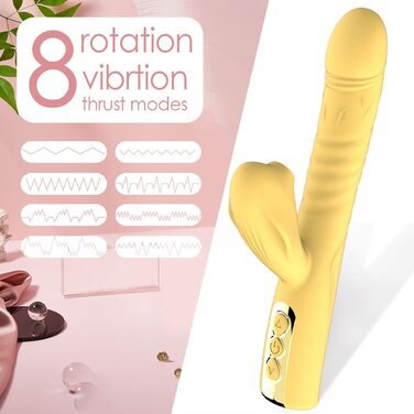 Вібратор JFRong 3-в-1 для жінок: G-точка, клітора та анус. 8 режимів, 5 режимів вакууму, тихий силіконовий масажер для дорослих. Колір: жовтий