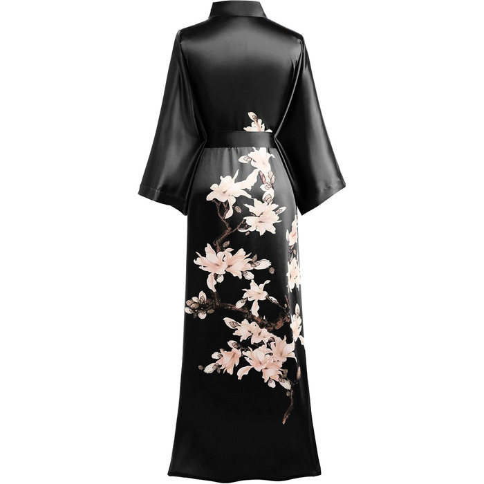 Жіночий халат-кімоно BABEYOND з квітковим принтом, чорний, універсальний розмір