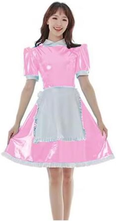 Сукня для перевдягання LIXIAAOOKWEDG для чоловіків, чорна, XL. Костюм горничної з лакованої шкіри, трансвестидська сукня