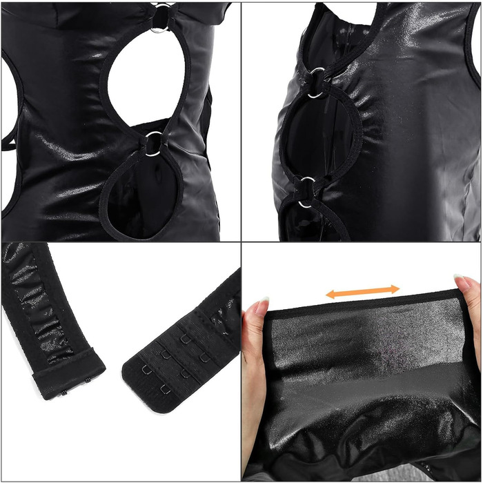 Чорна сукня з еластичної шкіри (латексу) для вечірок та клубів, великі розміри S-M