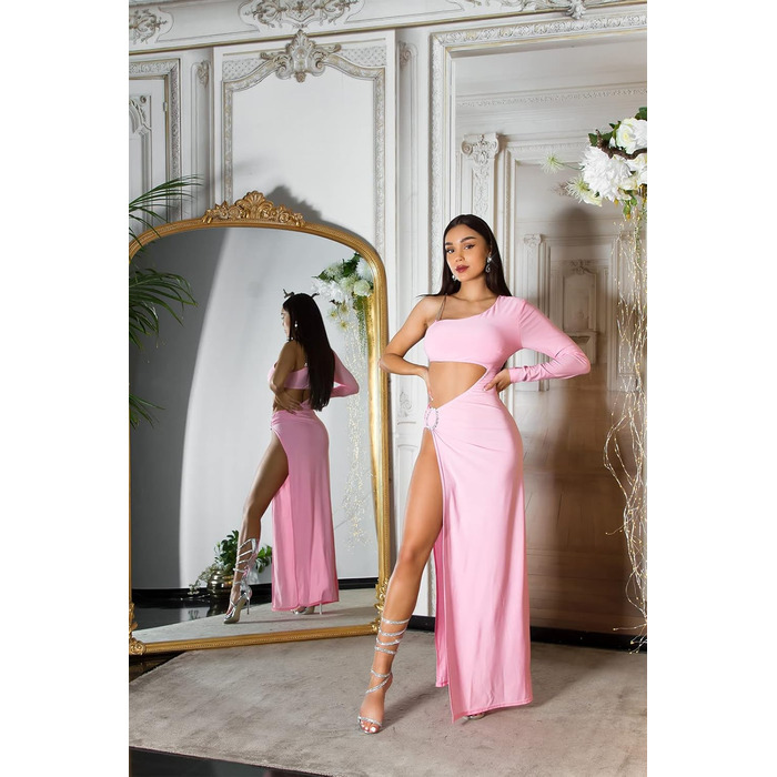 Сукня Koucla для вечірки в стилі Сильвестра: рожева сукня з розрізом, універсальний розмір