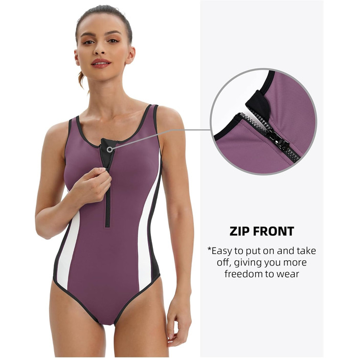 Жіночий спортивний купальник Racerback чорного кольору. Сучасна спортивна білизна для плавання (44, сіро-ліловий)