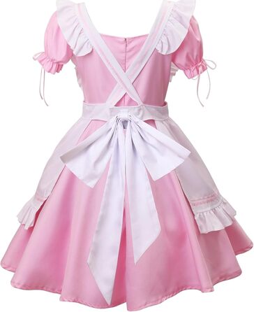 Костюм горничної MaxToonrain: Французьке плаття в стилі аніме Лоліта для жінок та дівчат (рожевий, сердечком, XXL)