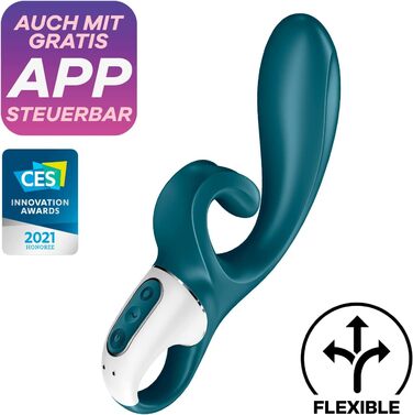 Satisfyer Hug Me Connect: Вібратор для клітора та G-точки з Bluetooth-керуванням (блакитно-сірий)