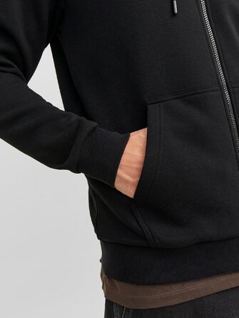 Чоловіча толстовка з капюшоном та блискавкою Jack & Jones Zip Hoodie, однотонна, колір Scarab, розмір XS
