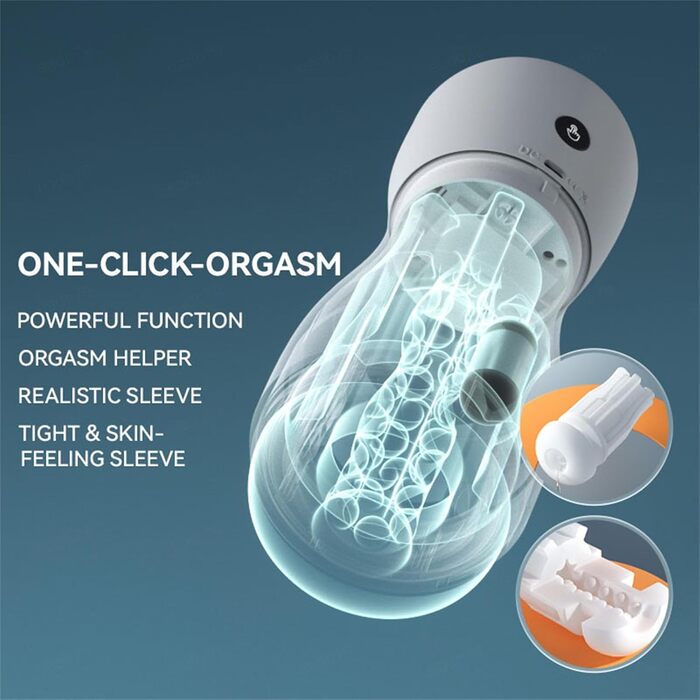 Масажер для чоловіків з 4 режимами всмоктування, 10 вібрацій та функцією нагріву - чорний