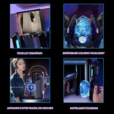 Електричний мастурбатор з тримачем для телефону, 10 режимів, телескопічна функція, силіконовий чохол (2 шт.)