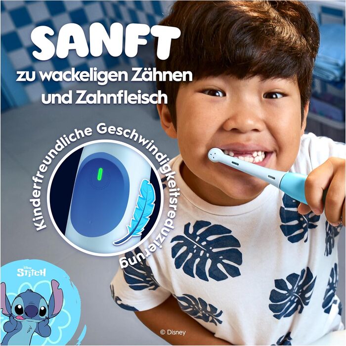 Електрична зубна щітка для дітей Oral-B iO Series 2 Stitch Blue, 3 режими чищення, рожева, з дорожнім футляром та 1 насадкою