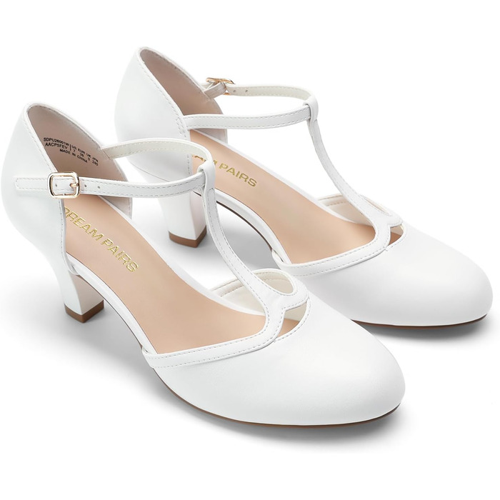 Жіночі туфлі-човники Dream Pairs з Т-подібним ремінцем, білі, розмір 39 EU