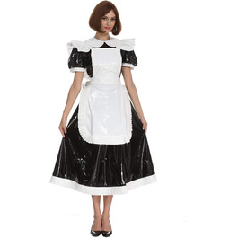 Чорне плаття з ПВХ для косплею/кросдресінгу, уніформа служниці, розмір 3XL