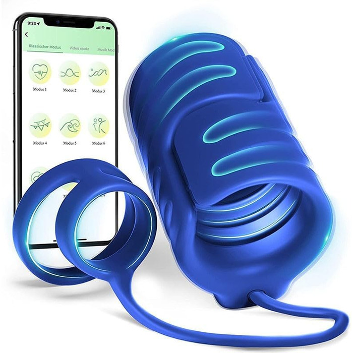 Електричний мастурбатор для чоловіків з 9 вібраційними режимами та керуванням через додаток, стимулятор головки, мастурбатор для інтенсивної стимуляції (синій)