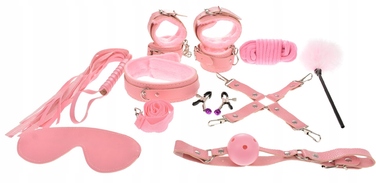 BDSM-набір для стрикувань рожевий, sex bondage — GUILTY TOYS, 10 елементів