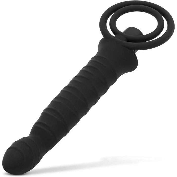 Вібруючий дилда з кільцем для чоловіків – чорний