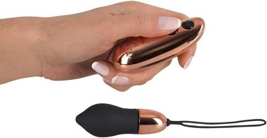 ORION Bullet-Ei - інтимний масажер для жінок та чоловіків, 7 режимів вібрації, з петлею та пультом керування, мідний дизайн, чорний колір