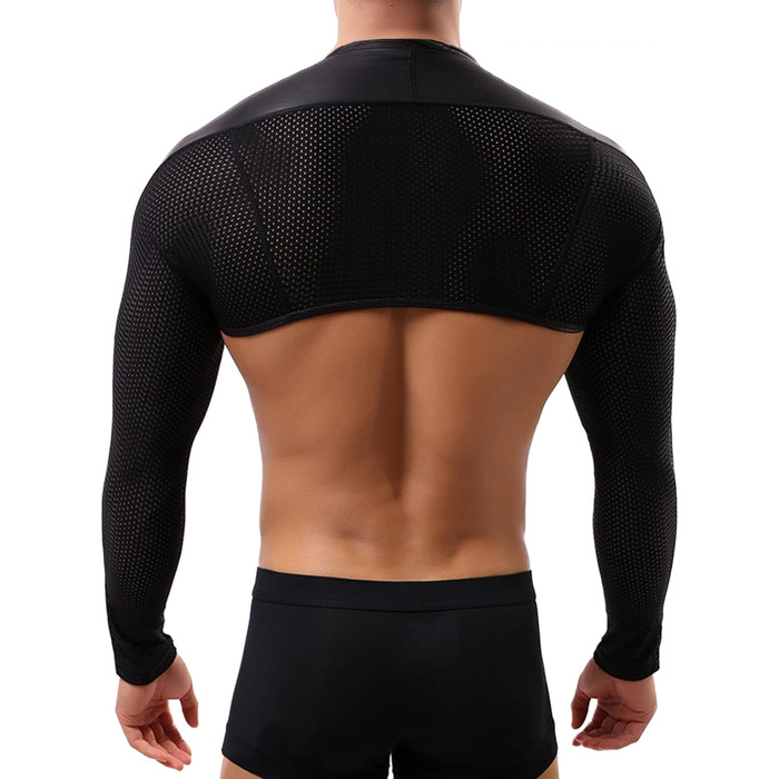 Чоловічий топ FEOYA з довгим рукавом, кроп-модель, металік, боксер, шорти з кишенями, для сцени, клубу, танців, чорний, XS-XL