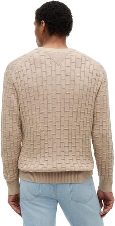 Чоловічий в'язаний джемпер Tommy Hilfiger Mock Cable Crew Neck бежевого кольору (Batique Khaki), розмір XL