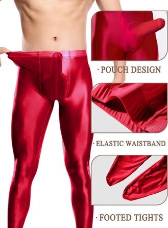 Чоловічі лосини з еластичною тканиною, прозорі, з підтяжками, штани-мешки, прозорі колготки (Червоний/Подорож, Однотонні (Getaway Solids), M)