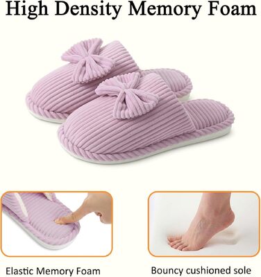Жіночі зимові капці Coswind з ефектом пам'яті Memory Foam, плюшева підкладка та вельветовий верх, світло-фіолетові (розмір 40.5/42 EU)