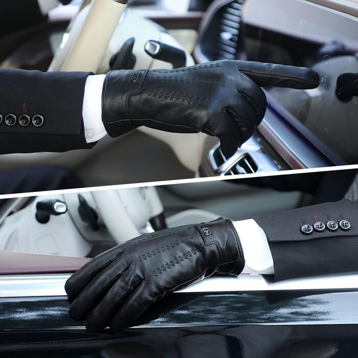 Шкіряні рукавички для чоловіків GSG SINCE 1998 з підтримкою Touchscreen, розмір XL, колір чорний