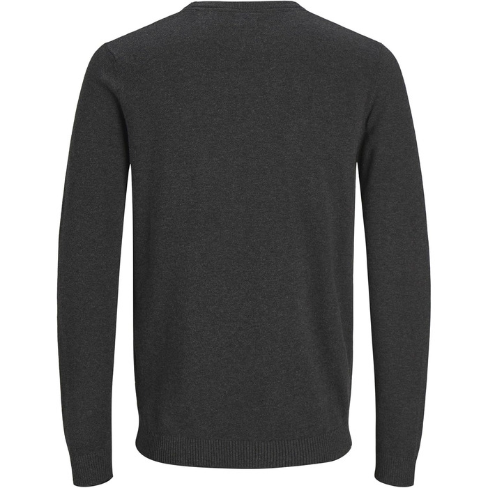 Чоловічий трикотажний джемпер Jack & Jones JJebasic Knit з круглим вирізом, темно-сірий меланж, розмір M