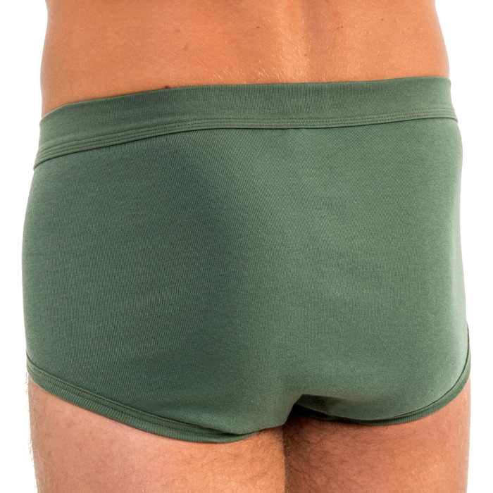 Чоловічі труси HERMKO 3240 (4 шт. в упаковці) з вирізом та м'яким поясом, бавовна Bio (4XL, Оливковий)