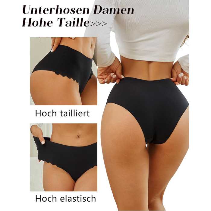 Шорти жіночі безшовні з високою талією, трусики-сліпи, 6 шт. (чорний) L