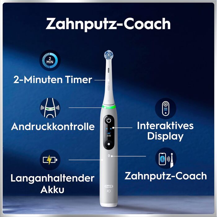 Електрична зубна щітка Oral-B iO Series 6 Grey Opal, 5 режимів чищення, набір з 3 насадок для делікатного очищення та дорожнім футляром