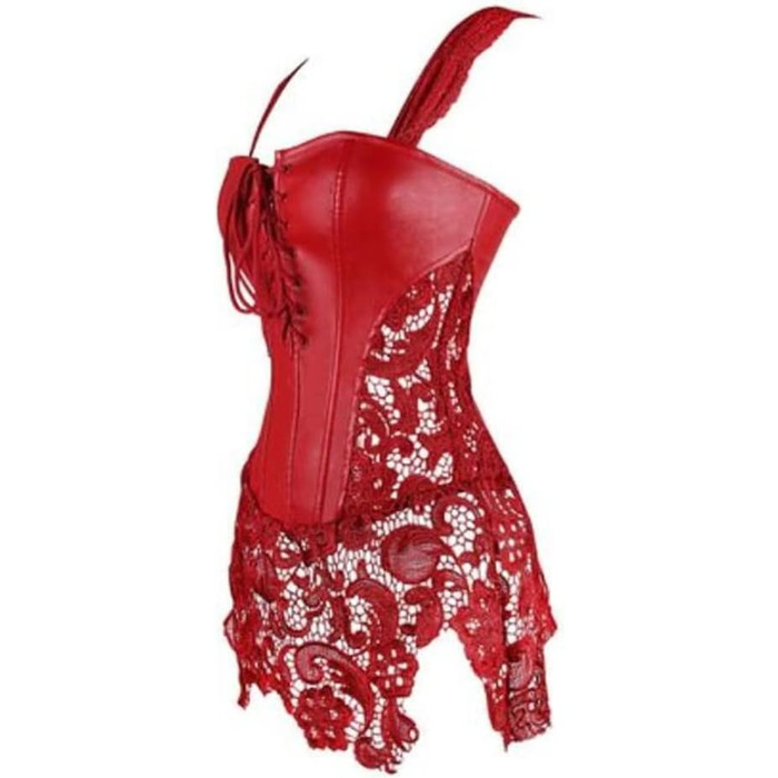 Корсетне плаття Grebrafan з мережива для пишних форм, великі розміри (28-30, червоний)