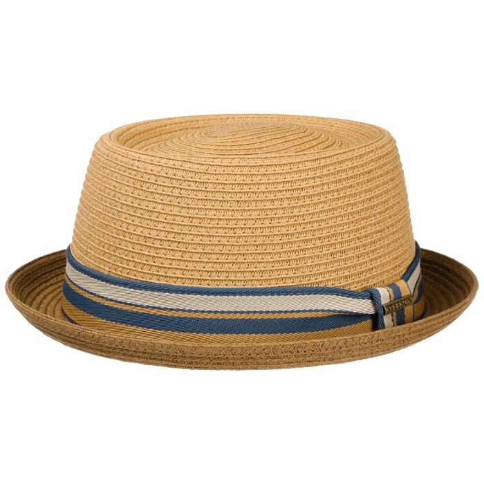 Солом'яний капелюх Stetson Licano Pork Pie з UV-захистом 40+, унісекс, коричневий, розмір L, на весну та літо