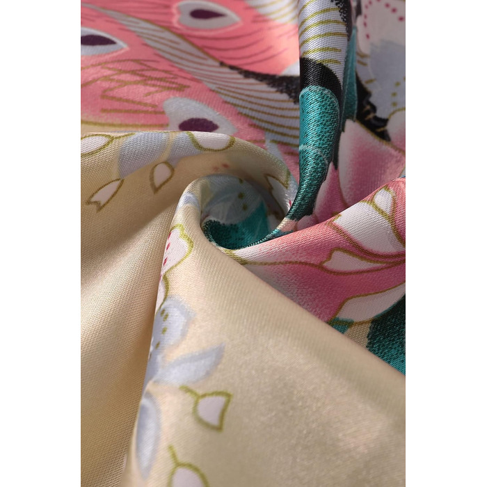 Халат жіночий BABEYOND з принтом павича, довгий, шовковий сатин, кімоно, для дому та відпочинку