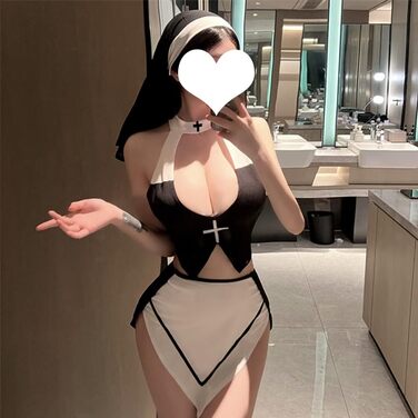 Костюм для косплею JasmyGirls: Костюм черниці, дівочий, з розрізом, для ролей, тематики Хелловін, готичний стиль (чорний двочастинний, X-Small - Medium)