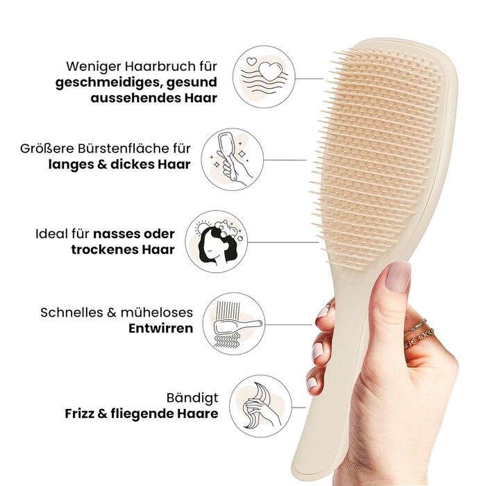 Щітка для волосся Tangle Teezer Ultimate Detangler для вологого та сухого волосся, розплутувальна щітка для густого, кучерявого та довгого волосся, колір Cappuccino