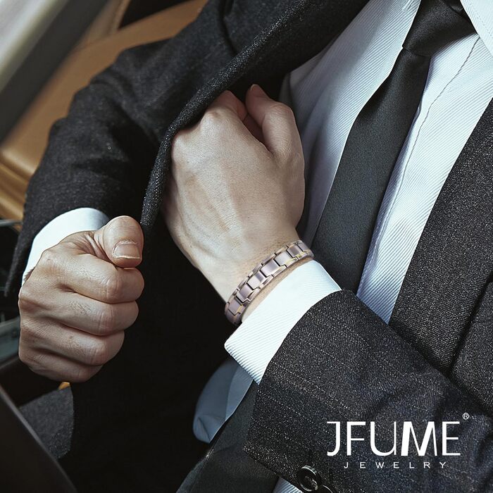 Чоловічий сталевий браслет JFUME, регульований (21,5 см), сріблястий з золотим — подарункова біжутерія для чоловіків