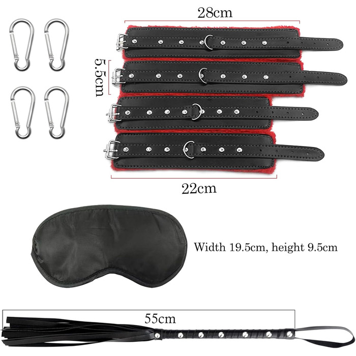 Набір фететів для БДСМ з кільцем для пеніса, стимулятором сосків та пташкою-легким пером, чорний, червоний, срібний