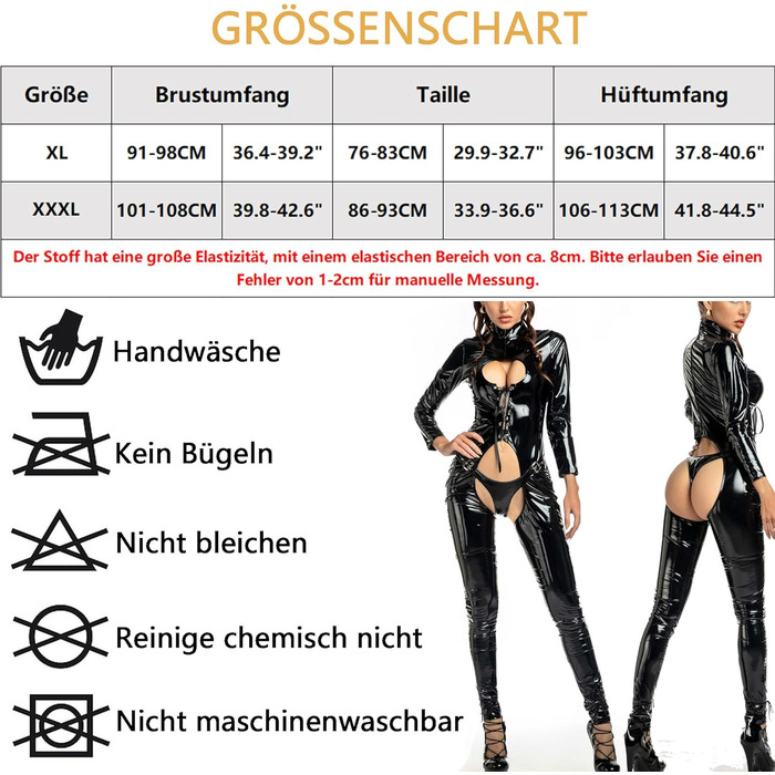Боді з латексу з високим коміром та блискавкою, Wetlook, PU шкіра, обтисле плаття, боді, клубний одяг, танцювальний боді, комбінезон з шнурівкою, XL