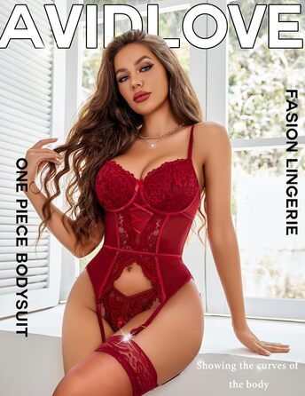 Avidlove жіночий боді-сет: мереживний корсетний тілесний костюм, сексуальна спідня білизна, babydoll, червоний