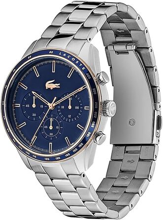 Чоловічий годинник Lacoste Boston Chronograph Blue Metal — кварцовий хронограф зі сталевим браслетом