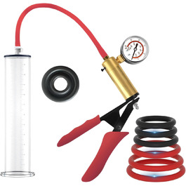 Пумпа для збільшення пеніса: ручна вакуумна помпа з манометром та 6 кільцями, для чоловіків