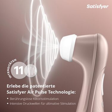 Satisfyer Pro 2 - вібратор для жінок | Тиха та потужна стимуляція клітора | Інтимна іграшка, подарунок для жінок | Еротичний вібратор | Стимулятор з імпульсною технологією | Розмір one-size (рожеве золото, 1 шт.)
