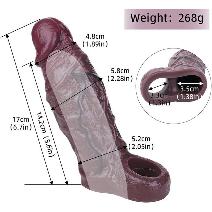 Сліп для пеніса з рідинного силікону з кільцем для яєчок, подовжувач пеніса для збільшення та затримки еякуляції. Інтим-іграшка для чоловіків.