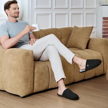 Чоловічі в'язані домашні капці EverFoams з ефектом пам'яті (Memory Foam), вологопоглинаючі, що миються в машинці, чорні, розмір 44/45 EU