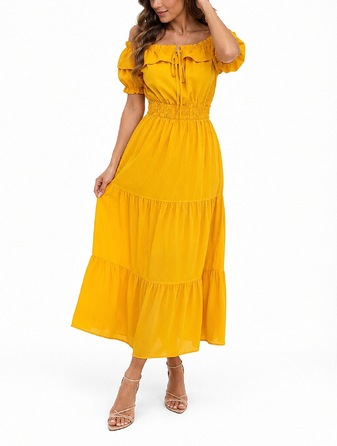 Жовта сукня maxi-хіспанка babydoll, елегантна, ХІТ XXL