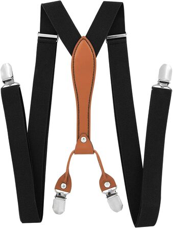 Набір чоловічих підтяжок та метелика axy (2 шт.), чорні, ширина 2.5 см, X-подібні з 4 міцними кліпсами, PU25