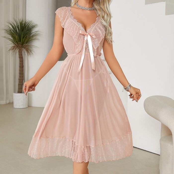 Ефектний жіночий халат Exy Negligee з відкритим верхом, прозорий, на бретелях, сексуальний, для свята Валентина, піжама, еротична білизна, косплей, рожевий
